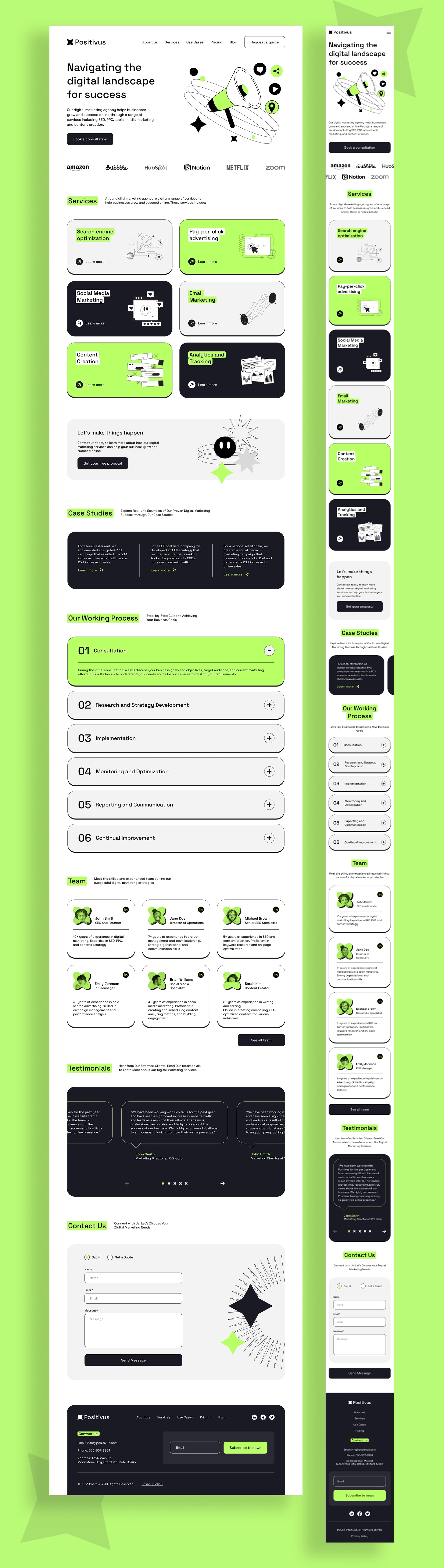  next js Positivus landing page hero section